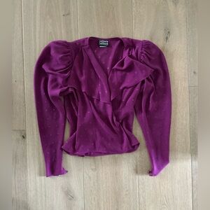 Vintage Purple Long Sleeve Wrap Blouse